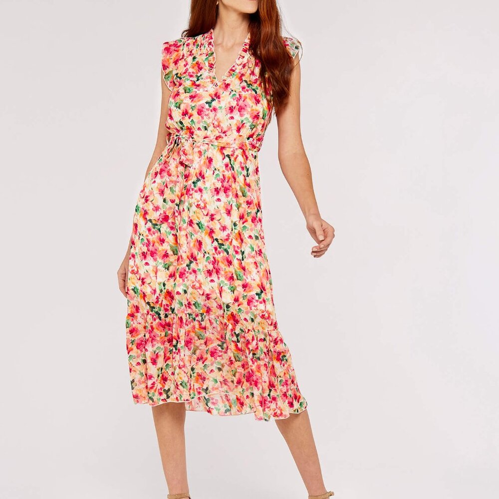 Watercolor Floral flutter detail dress